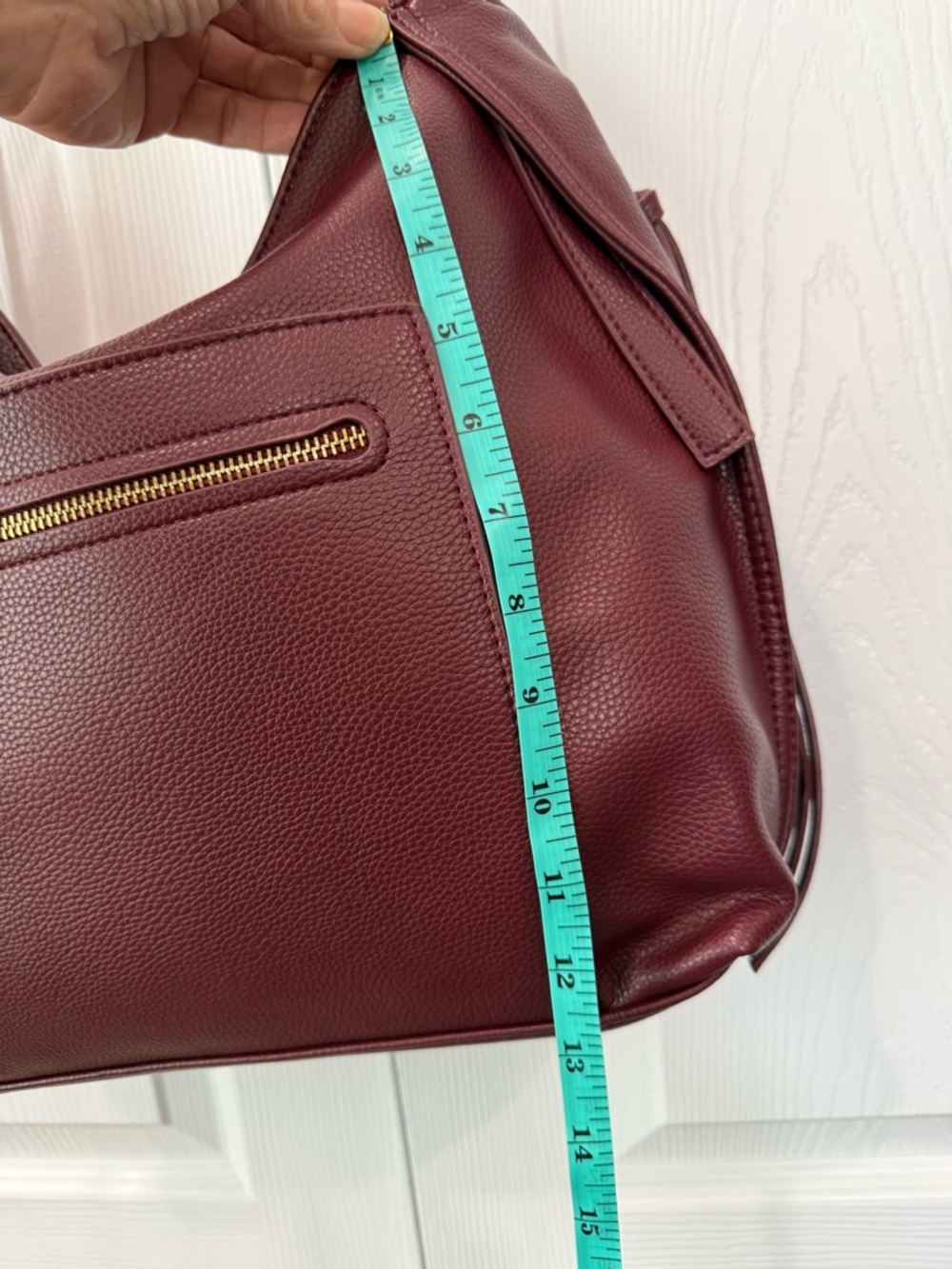 Glitz Girlz Boutique Burgundy Soft Pebbled Vegan Leather Shoulder Bag NWT - Picture 12 of 14